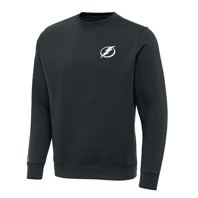 Men's Antigua Charcoal Tampa Bay Lightning Victory Crewneck Pullover Sweatshirt