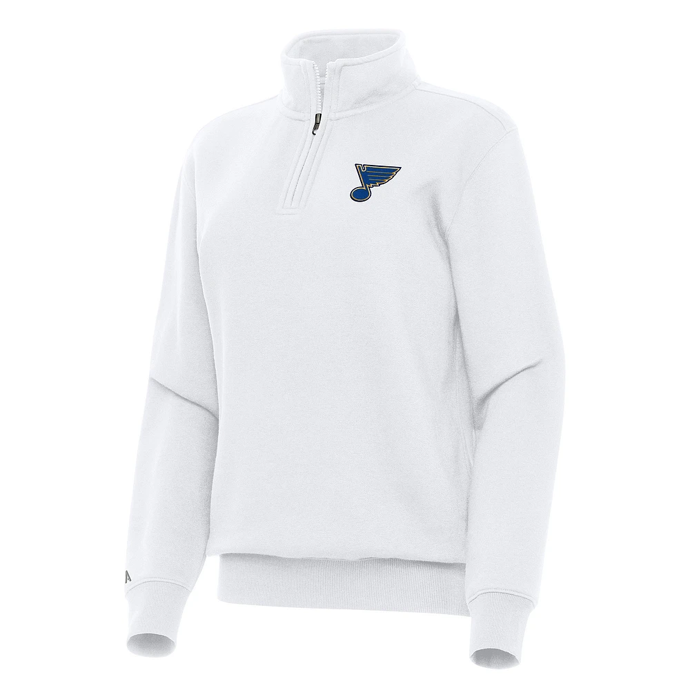 Women's Antigua White St. Louis Blues Victory Quarter-Zip Sweatshirt