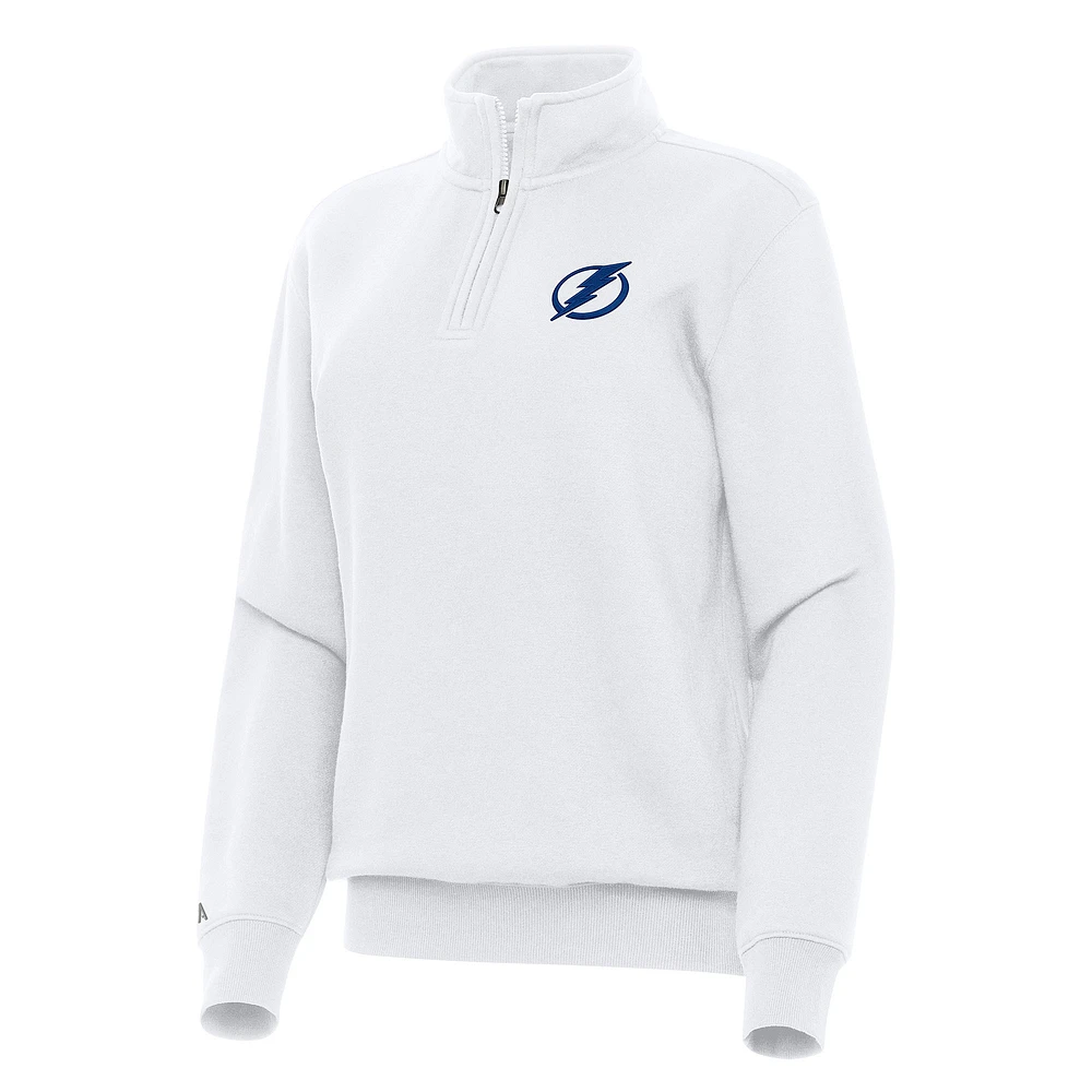 Women's Antigua White Tampa Bay Lightning Victory Quarter-Zip Sweatshirt