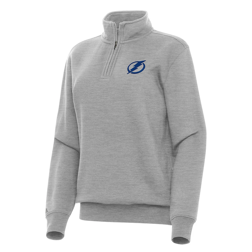 Women's Antigua Heather Gray Tampa Bay Lightning Victory Quarter-Zip Sweatshirt