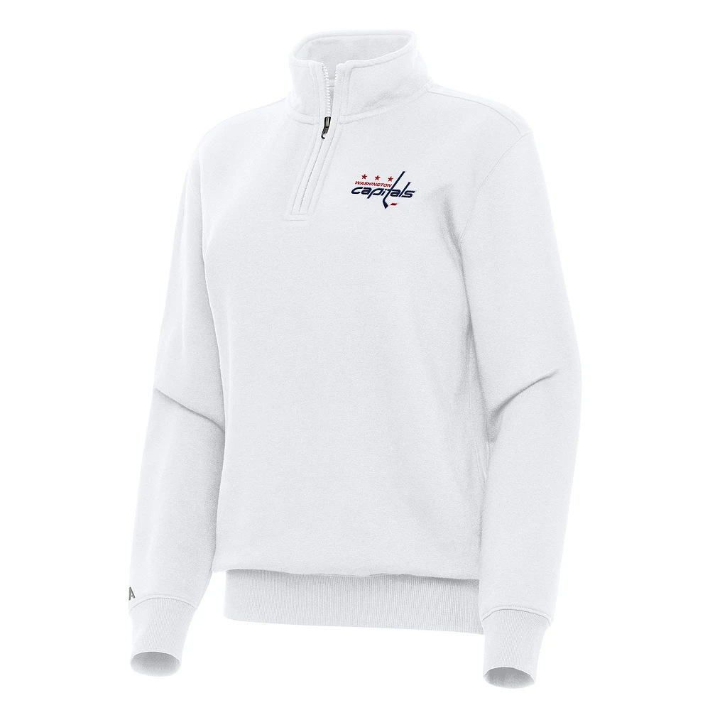 Women's Antigua White Washington Capitals Victory Quarter-Zip Sweatshirt