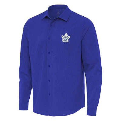 Men's Antigua Royal Toronto Maple Leafs Exposure Woven Long Sleeve Button-Up Shirt