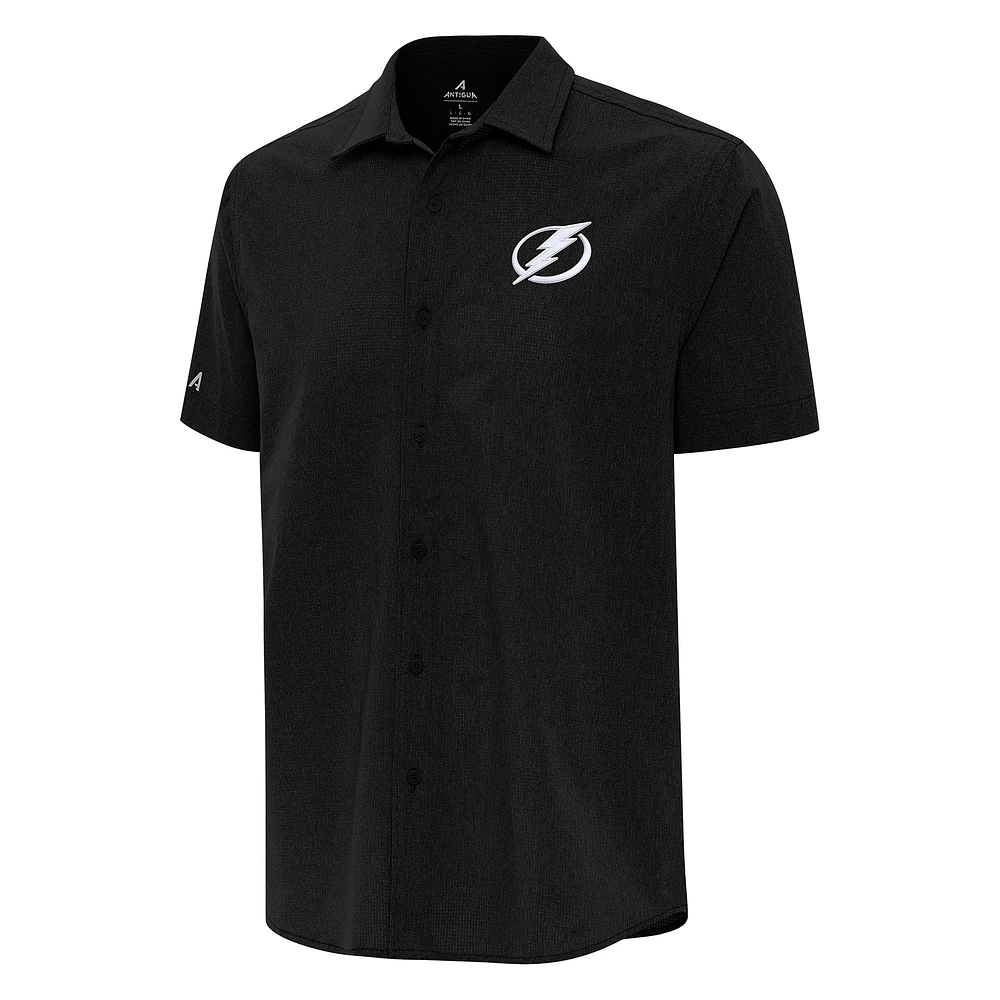 Men's Antigua Tampa Bay Lightning Activate Woven Short Sleeve Button-Up Shirt