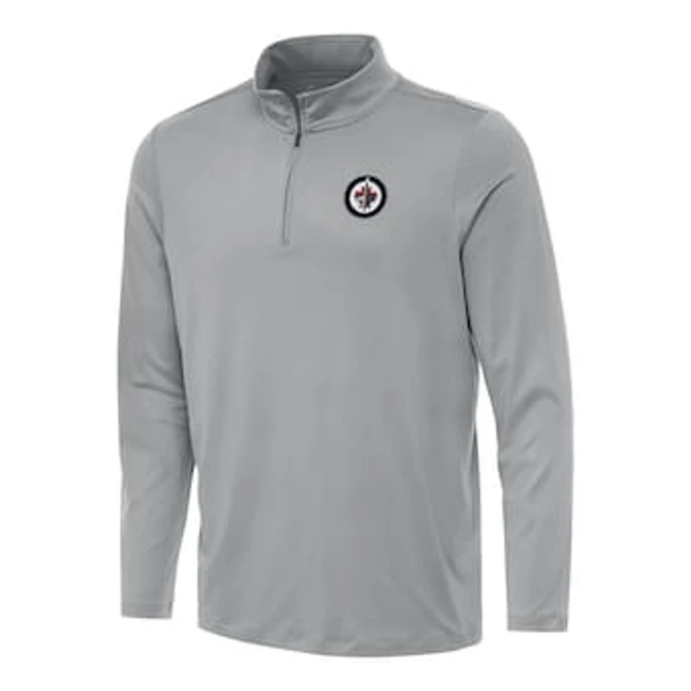 Men's Antigua Gray Winnipeg Jets Reprocess Quarter-Zip Top