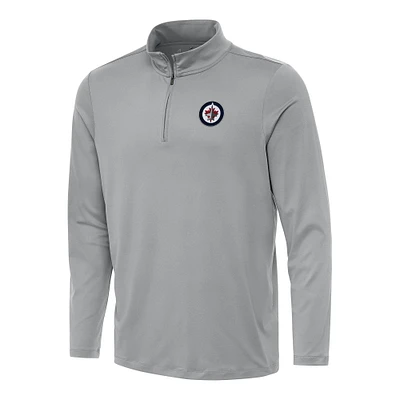 Men's Antigua Gray Winnipeg Jets Reprocess Quarter-Zip Top