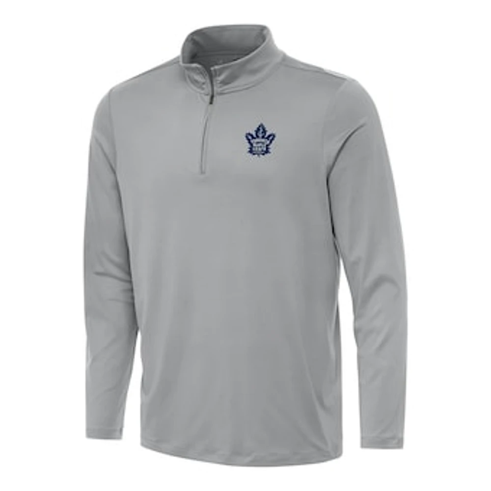 Men's Antigua Gray Toronto Maple Leafs Reprocess Quarter-Zip Top
