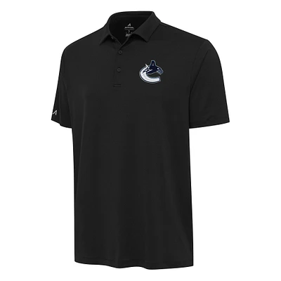 Men's Antigua Black Vancouver Canucks Reprocess Polo