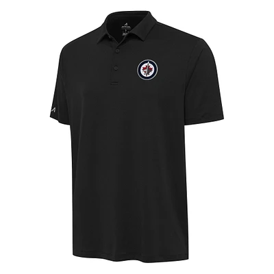 Men's Antigua Black Winnipeg Jets Reprocess Polo