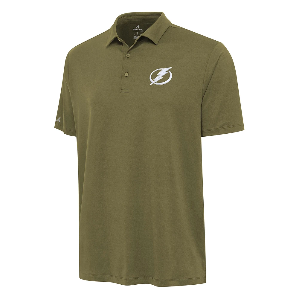 Men's Antigua Olive Tampa Bay Lightning Reprocess Polo