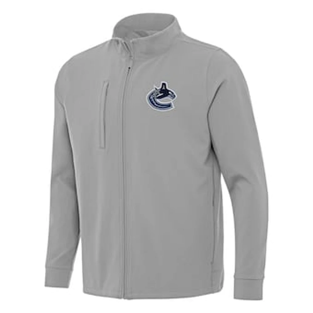 Men's Antigua Gray Vancouver Canucks Regard Full-Zip Jacket