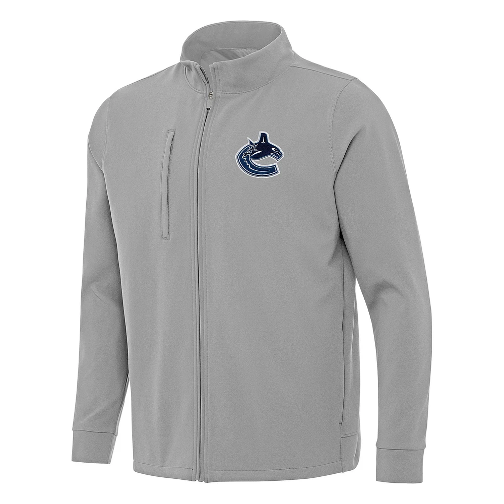 Men's Antigua Gray Vancouver Canucks Regard Full-Zip Jacket