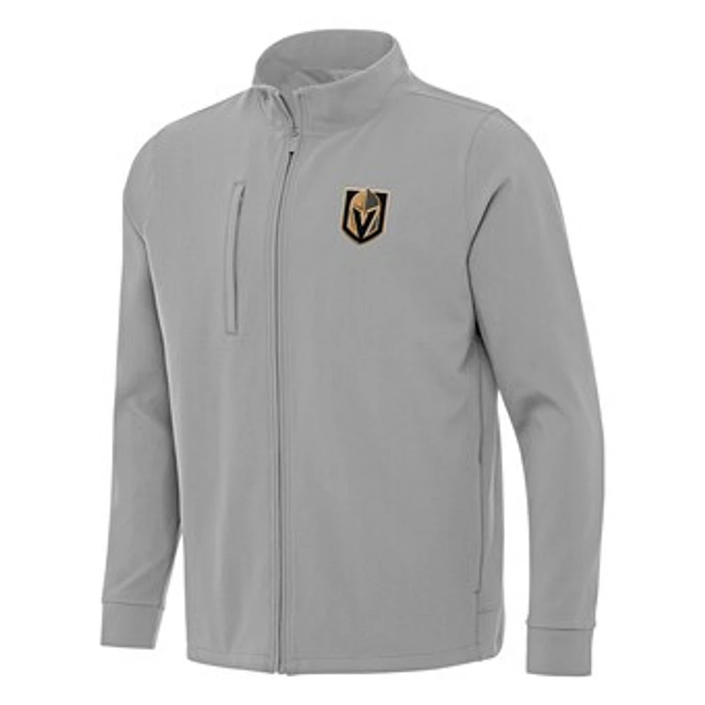 Men's Antigua Gray Vegas Golden Knights Regard Full-Zip Jacket