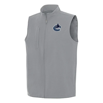 Men's Antigua Gray Vancouver Canucks Regard Full-Zip Vest