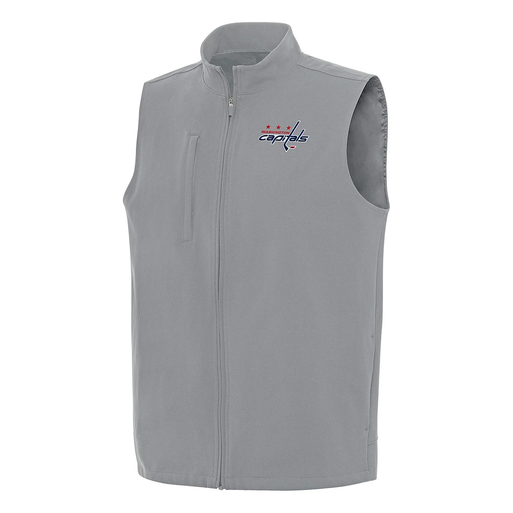 Men's Antigua Gray Washington Capitals Regard Full-Zip Vest