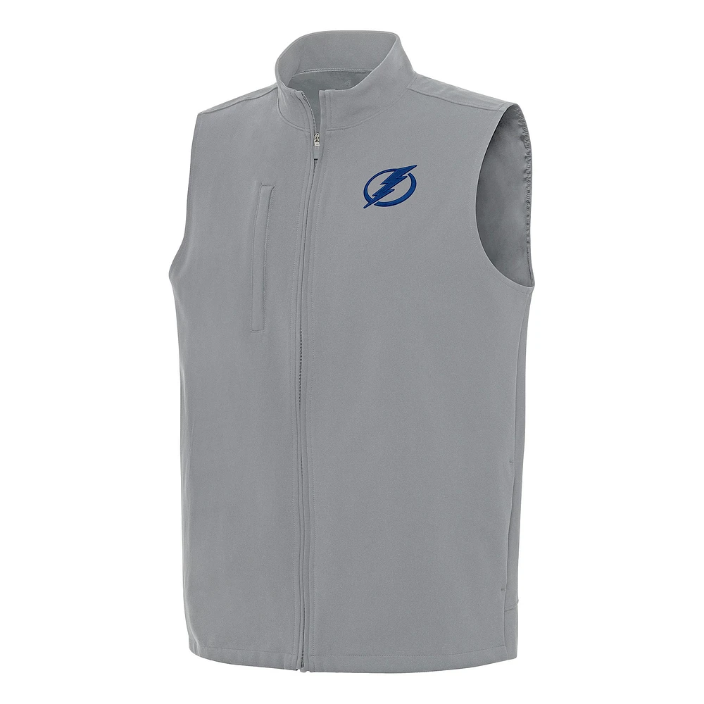 Men's Antigua Gray Tampa Bay Lightning Regard Full-Zip Vest