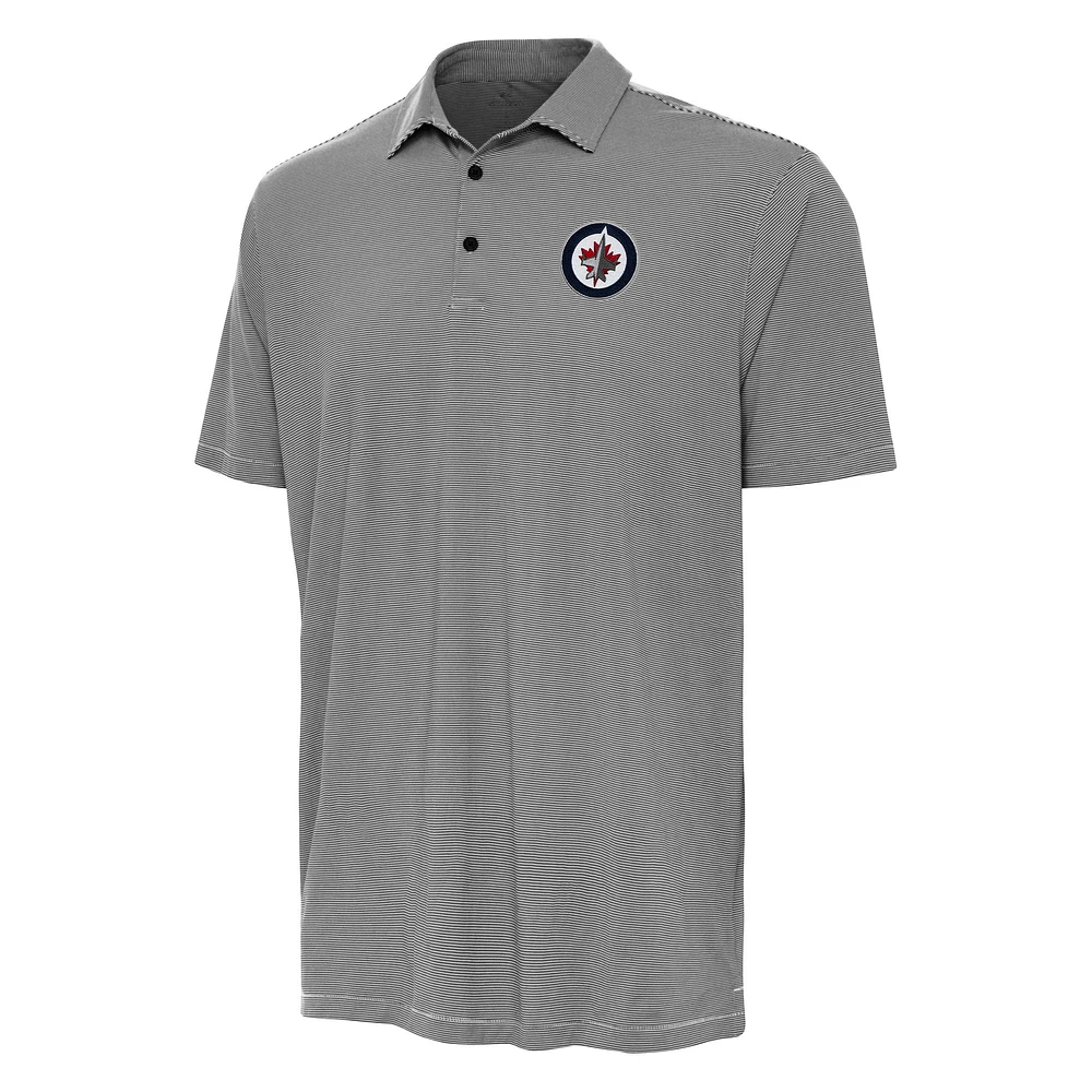 Men's Antigua Black Winnipeg Jets Twine Polo
