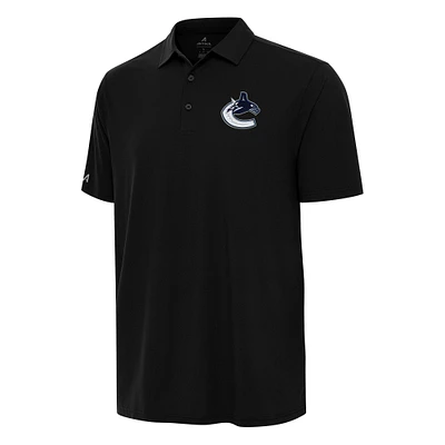 Men's Antigua Black Vancouver Canucks Era Polo