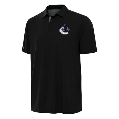 Men's Antigua Black Vancouver Canucks Era Polo