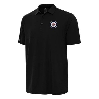 Men's Antigua Black Winnipeg Jets Era Polo