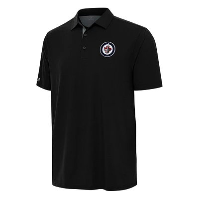 Men's Antigua Black Winnipeg Jets Era Polo