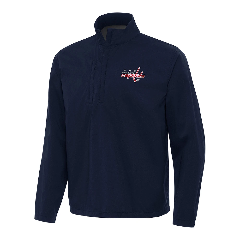 Men's Antigua Navy Washington Capitals Brisk Quarter-Zip Windbreaker