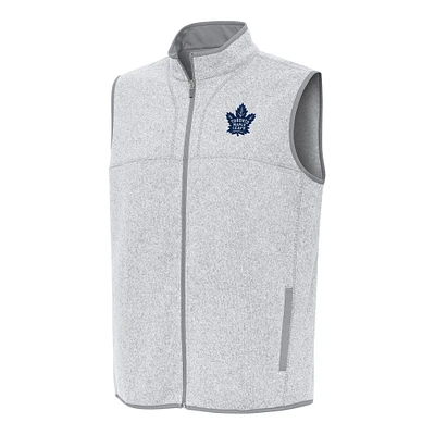 Men's Antigua Heather Gray Toronto Maple Leafs Fortune Full-Zip Vest