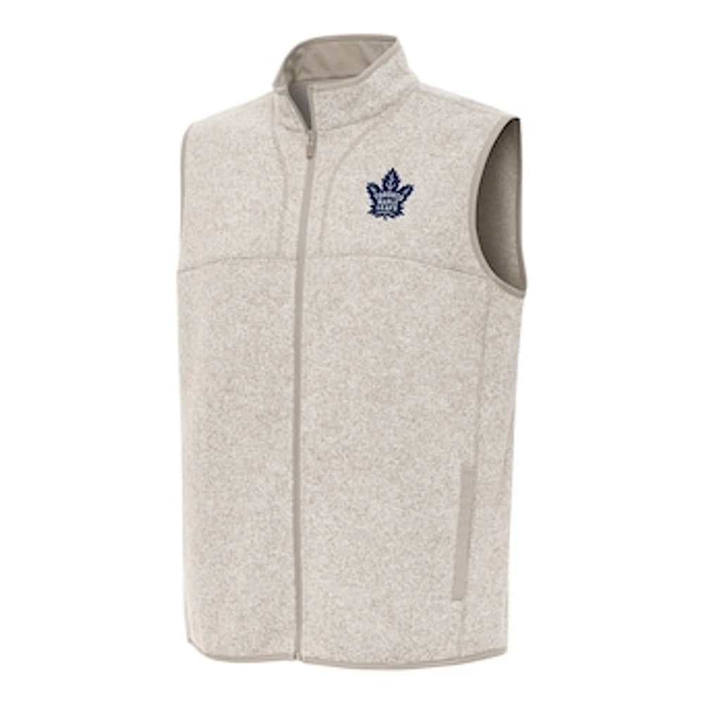 Men's Antigua Oatmeal Toronto Maple Leafs Fortune Full-Zip Vest