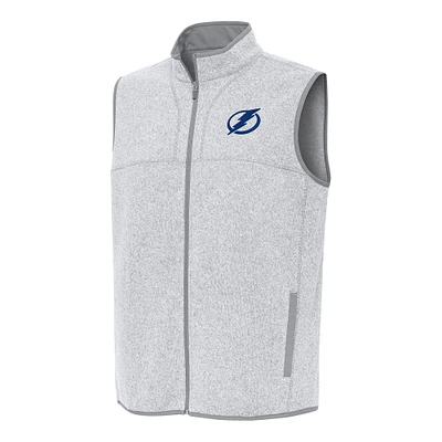 Men's Antigua Heather Gray Tampa Bay Lightning Fortune Full-Zip Vest