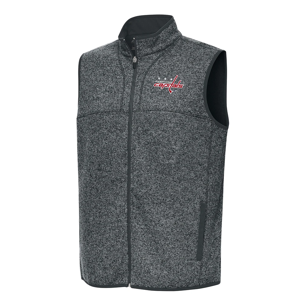 Men's Antigua Heather Gray Washington Capitals Fortune Full-Zip Vest