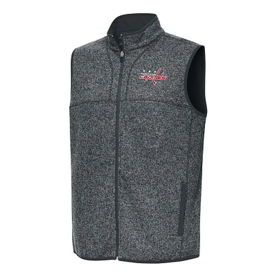 Men's Antigua Heather Gray Washington Capitals Fortune Full-Zip Vest