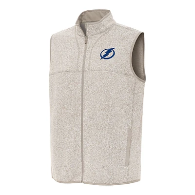 Men's Antigua Oatmeal Tampa Bay Lightning Fortune Full-Zip Vest