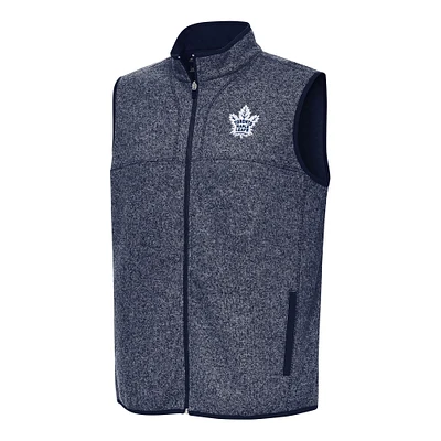 Men's Antigua Heather Navy Toronto Maple Leafs Fortune Full-Zip Vest