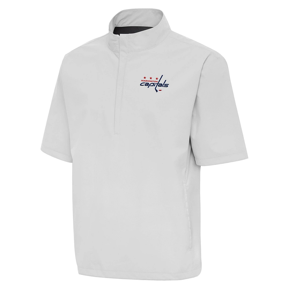 Men's Antigua Heather Gray Washington Capitals Brisk Quarter-Zip Windbreaker