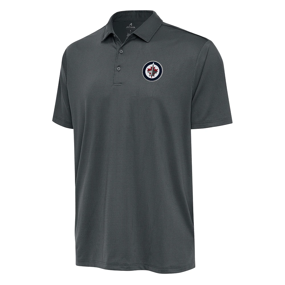 Men's Antigua Charcoal Winnipeg Jets Ellipse Polo