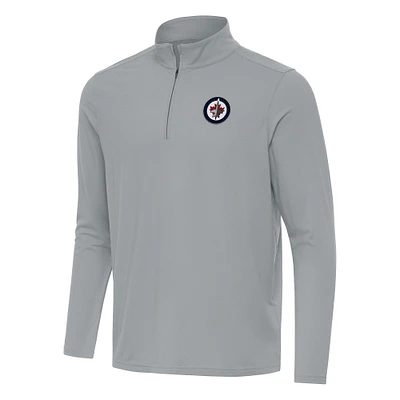 Men's Antigua Gray Winnipeg Jets Intent Quarter-Zip Top