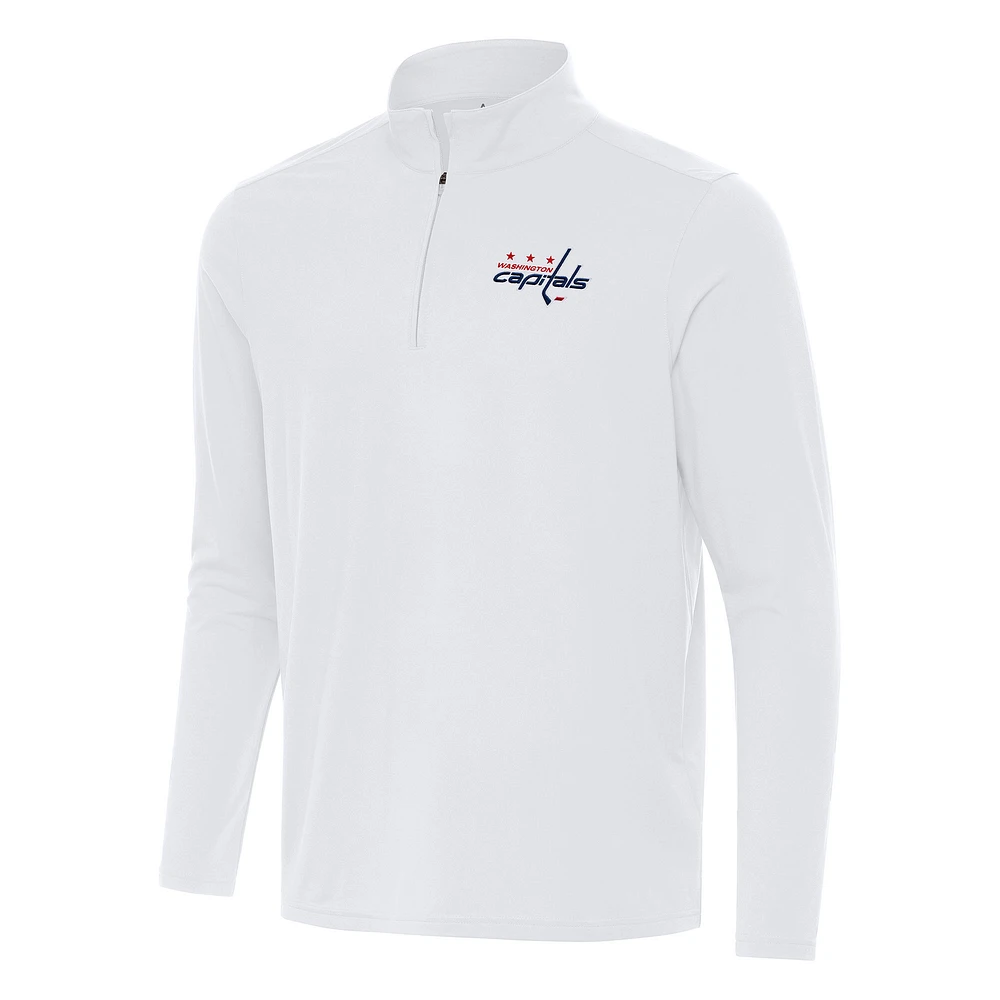 Men's Antigua White Washington Capitals Intent Quarter-Zip Top