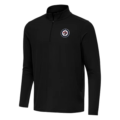 Men's Antigua Black Winnipeg Jets Intent Quarter-Zip Top