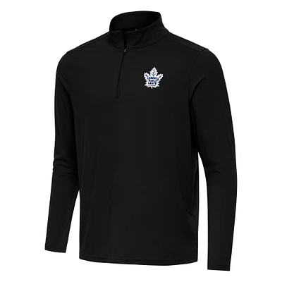 Men's Antigua Black Toronto Maple Leafs Intent Quarter-Zip Top