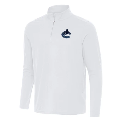 Men's Antigua White Vancouver Canucks Intent Quarter-Zip Top