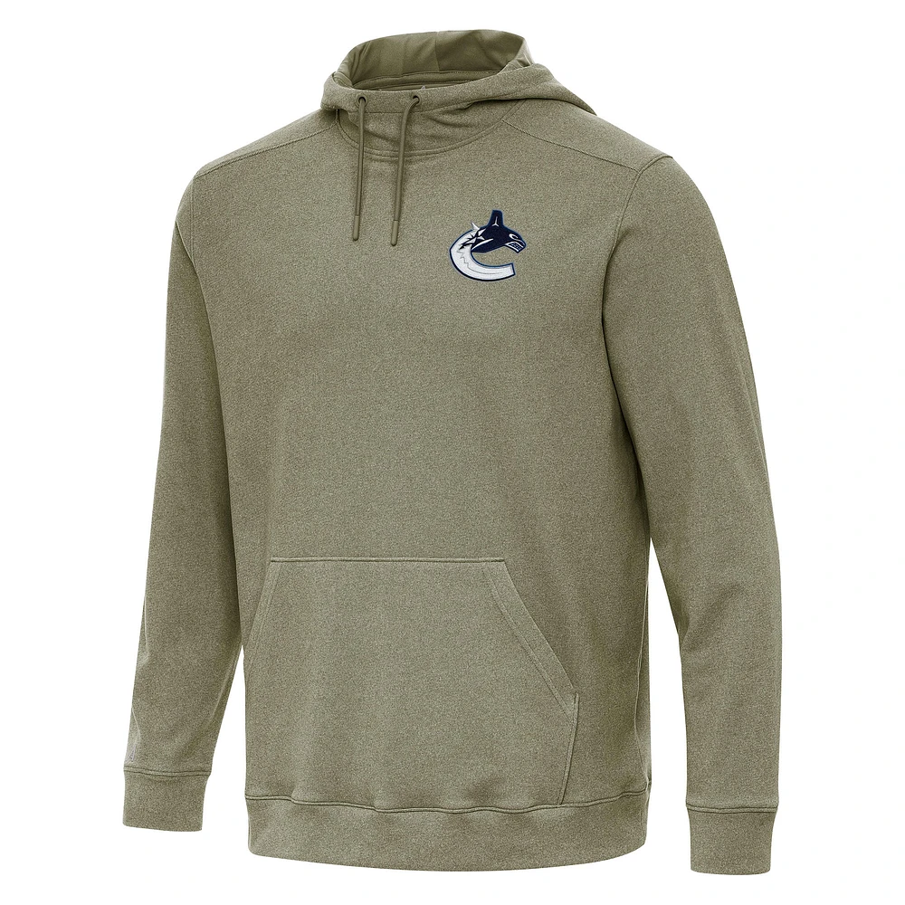 Men's Antigua Olive Vancouver Canucks Cloud Pullover Hoodie