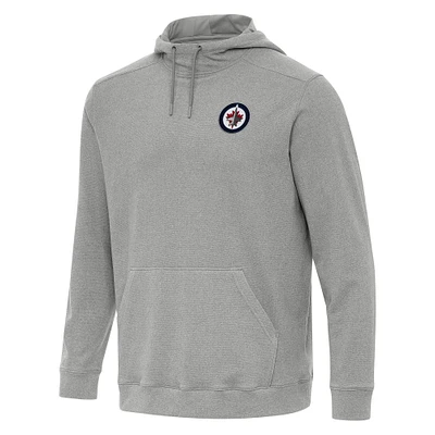 Men's Antigua Heather Gray Winnipeg Jets Cloud Pullover Hoodie