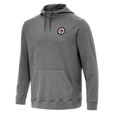 Men's Antigua Heather Black Winnipeg Jets Cloud Pullover Hoodie