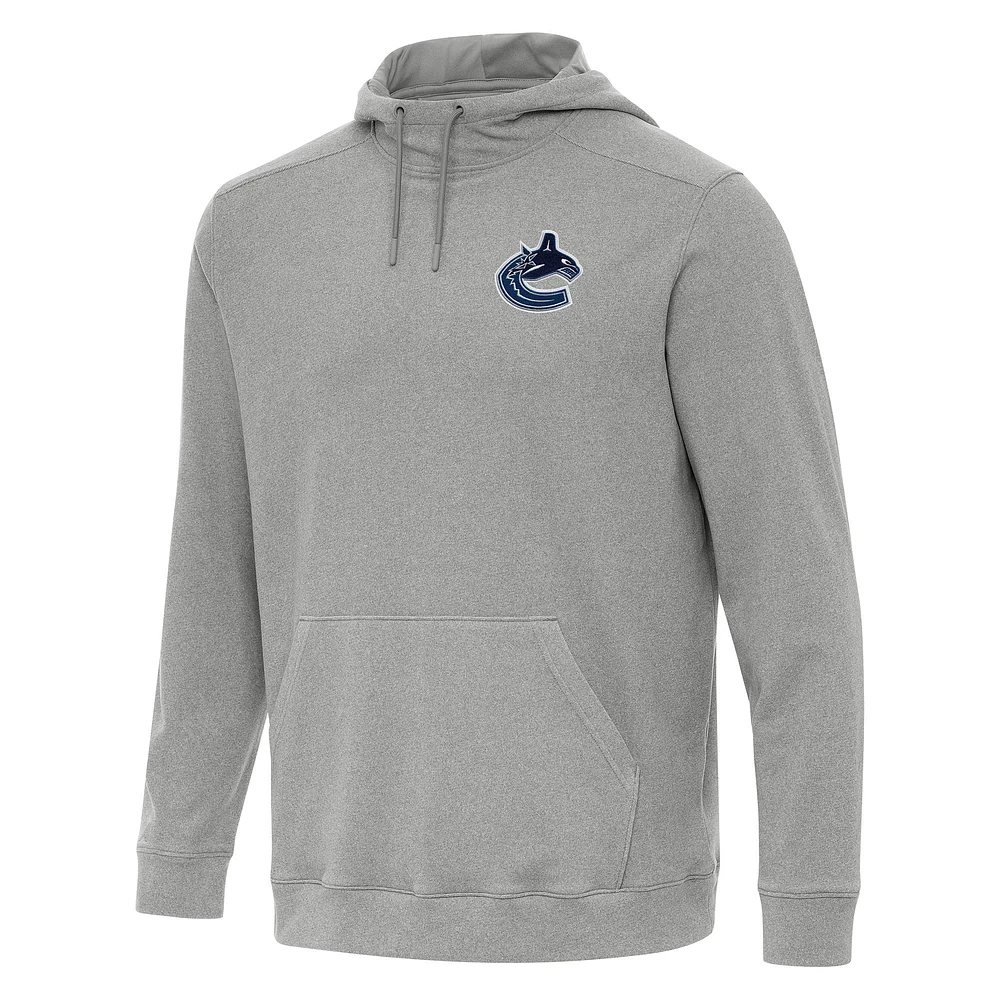 Men's Antigua Heather Gray Vancouver Canucks Cloud Pullover Hoodie