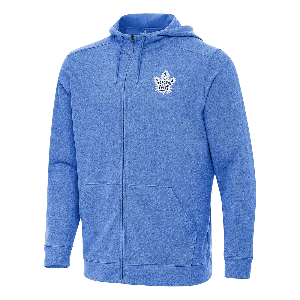 Men's Antigua Heather Royal Toronto Maple Leafs Effortless Full-Zip Hoodie Jacket