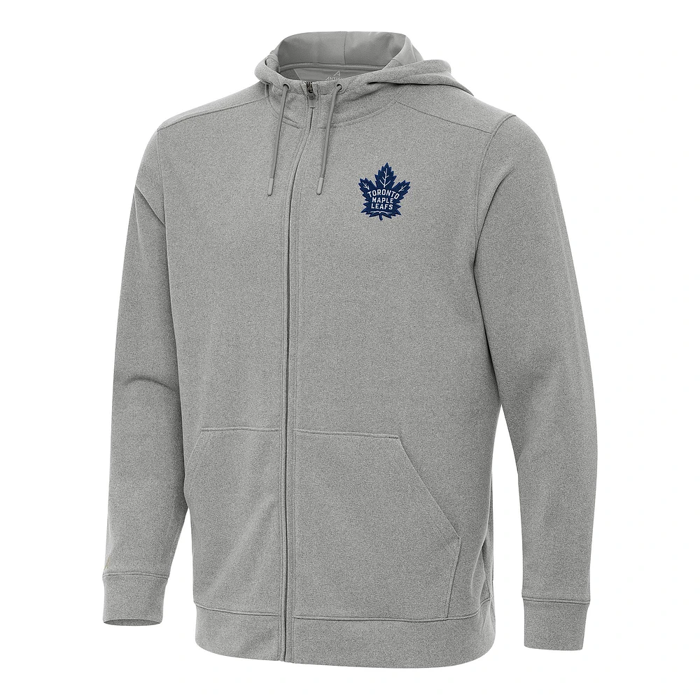Men's Antigua Heather Toronto Maple Leafs Effortless Full-Zip Hoodie Jacket