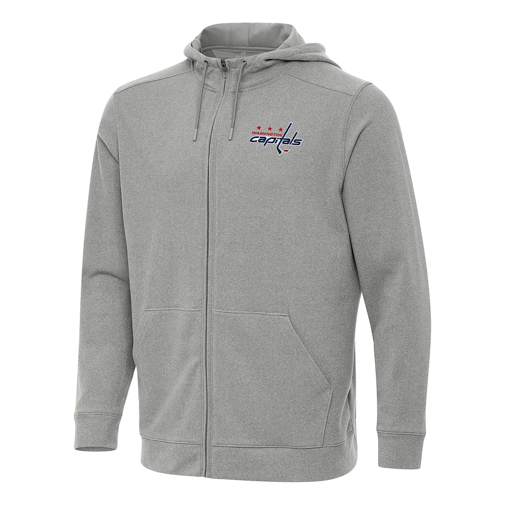 Men's Antigua Heather Washington Capitals Effortless Full-Zip Hoodie Jacket
