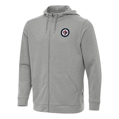 Men's Antigua Heather Winnipeg Jets Effortless Full-Zip Hoodie Jacket