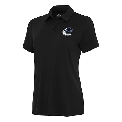 Women's Antigua Black Vancouver Canucks Reprocess Polo