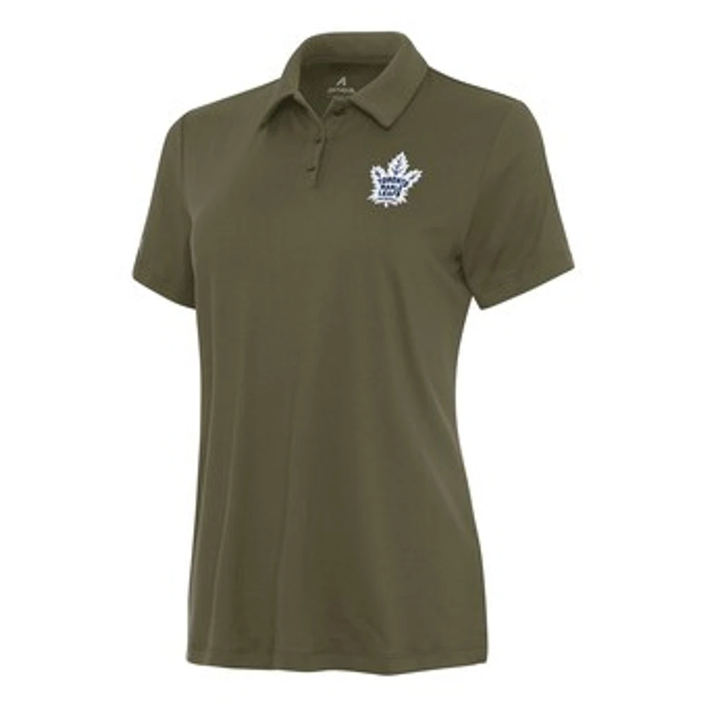 Women's Antigua Olive Toronto Maple Leafs Reprocess Polo