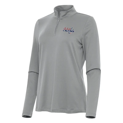Women's Antigua Gray Washington Capitals Reprocess Quarter-Zip Top